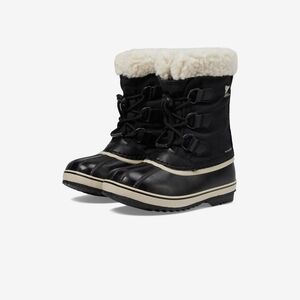 Sorel Black and Cream Kids Snow Boots